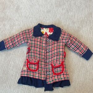 Wild Flowers Colorful Plaid Toddler Coat with Navy Accents